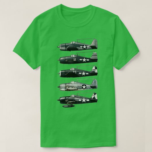 Grumman F6F Hellcat第2次世界大戦戦闘機 Tシャツ (デザイン正面)