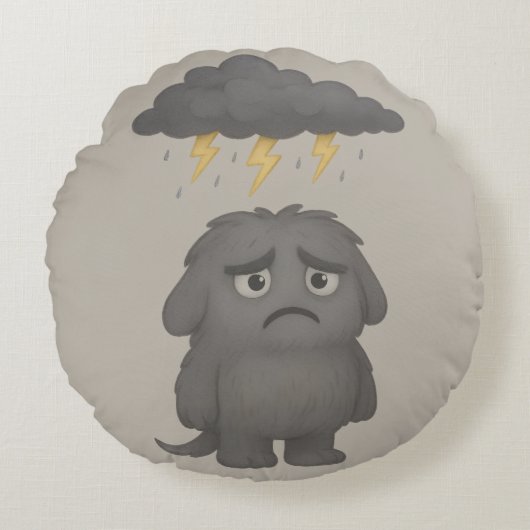 Grummel Kissen – Das ADHS-Monster für Frust ラウンドクッション (正面)