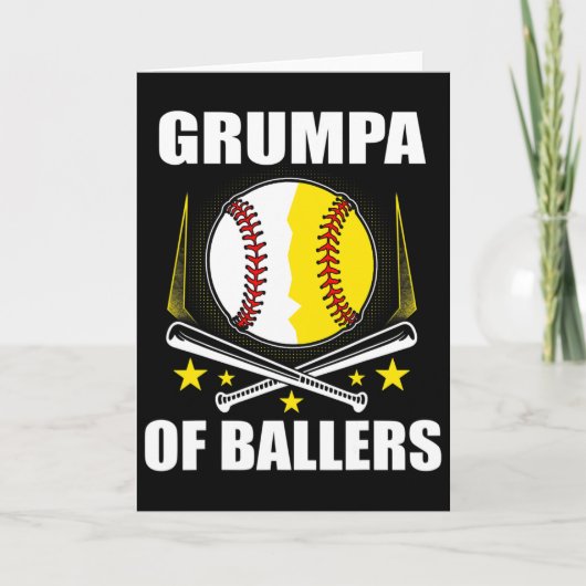 Grumpaがソフトボールで父の母の日に売り上げを伸ばす カード (正面)
