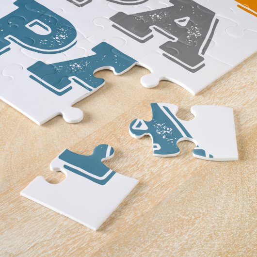 Grumpa | Funny Grumpy Grandpa Retro Text Design  ジグソーパズル (側面)