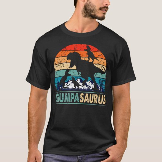 Grumpasaurus T Rex Grumpa Dinosaur 3 Kids Funny Fa Tシャツ (正面)