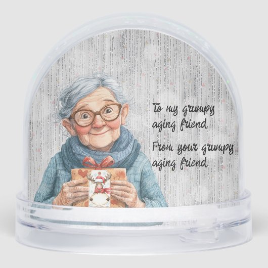 Grumpy Aging Female Friend Snow Globe (裏面)