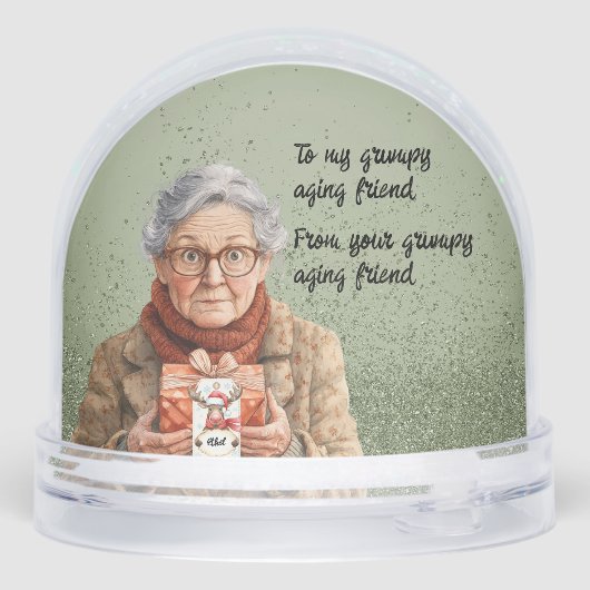 Grumpy Aging Female Friend Snow Globe (裏面)