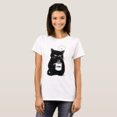 Grumpy Black Cat Coffee Lover Funny Custom T-Shirt Tシャツ (正面フル)