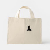 Grumpy Black Cat Custom Text Halloween Tote Bag ミニトートバッグ (裏面)