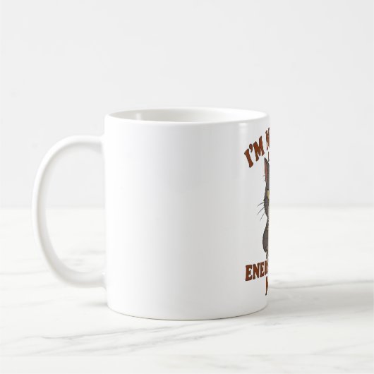 Grumpy Black Cat Mug – Energy-Saving Mode Quote コーヒーマグカップ (左)