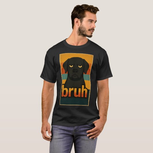 Grumpy Black Dog “bruh” Meme Tシャツ (正面フル)