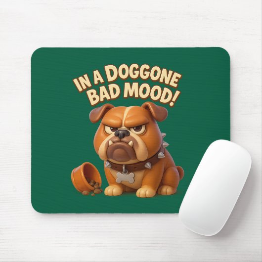 Grumpy bulldog warning – in a doggone bad mood マウスパッド (マウス)