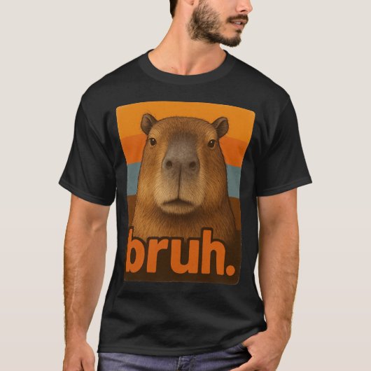 Grumpy Capybara “bruh” Meme – Funny Retro Animal Tシャツ (正面)