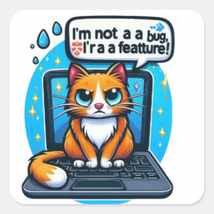 Grumpy Catステッカー – おもしろい猫好きステッカー スクエアシール