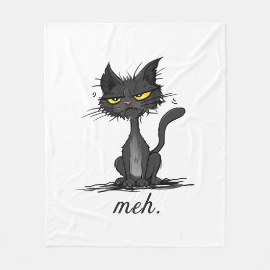 GRUMPY CAT おもしろい - Meh Cat 熱狂する - Cat Lady Gift フリースブランケット (正面)