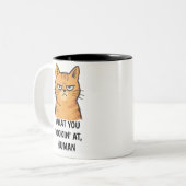 Grumpy Cat –「何見てんだよ、人間」Funny ツートーンマグカップ (正面左)