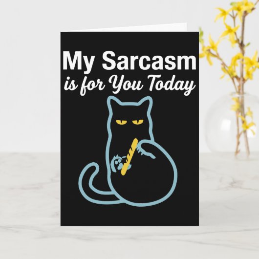 Grumpy Cat Attitude – Quietly Judging Funny Cat カード (黄色い花)