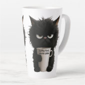Grumpy Cat Coffee Mood T-Shirt Funny Black Fluffy カフェラテマグ (右アングル)