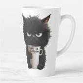 Grumpy Cat Coffee Mood T-Shirt Funny Black Fluffy  カフェラテマグ (右)