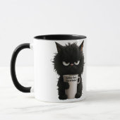Grumpy Cat Coffee Mood T-Shirt Funny Black Fluffy  マグカップ (左)