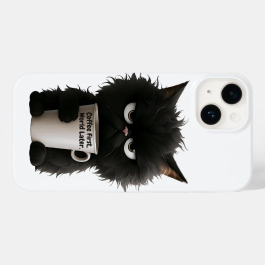 Grumpy Cat Coffee Mood T-Shirt Funny Black Fluffy  Case-Mate iPhoneケース (裏面 (横))