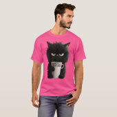 Grumpy Cat Coffee Mood T-Shirt Funny Black Fluffy Tシャツ (正面フル)