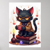 Grumpy Cat Dark Academia Reader Bookworm Gothic Li ポスター (正面)