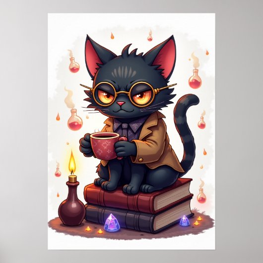 Grumpy Cat Dark Academia Reader Bookworm Gothic Li ポスター (正面)