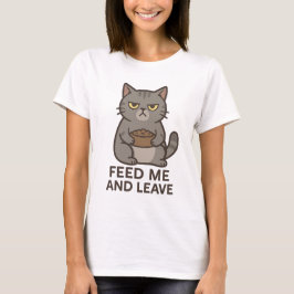 Grumpy Cat “Feed Me and Leave” Funny T-Shirt Tシャツ