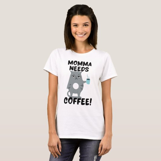 Grumpy Cat Funny Coffee Lover T-Shirt Tシャツ (正面フル)