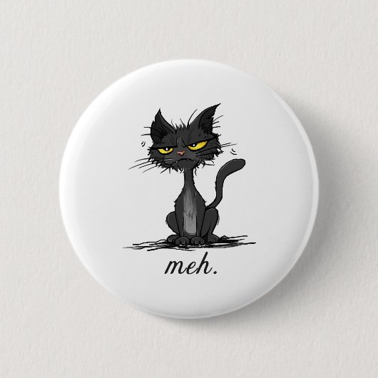 GRUMPY CAT - Funny Meh Cat - Crazy Cat Lady Gift 缶バッジ (正面)
