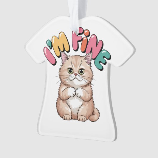 Grumpy Cat "I'm Fine" Funny Cartoon Shirt オーナメント (正面)