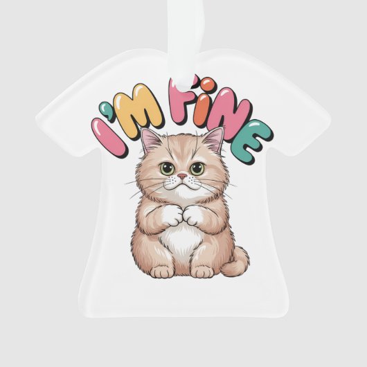 Grumpy Cat "I'm Fine" Funny Cartoon Shirt オーナメント (正面)