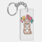 Grumpy Cat "I'm Fine" Funny Cartoon Shirt キーホルダー (正面左)