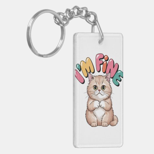 Grumpy Cat "I'm Fine" Funny Cartoon Shirt キーホルダー (正面左)