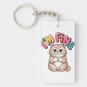 Grumpy Cat "I'm Fine" Funny Cartoon Shirt キーホルダー (正面)