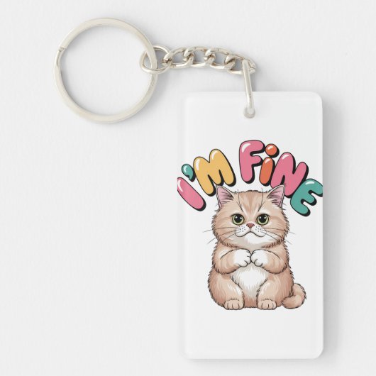 Grumpy Cat "I'm Fine" Funny Cartoon Shirt キーホルダー (正面)
