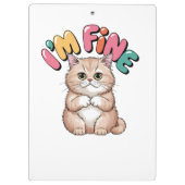 Grumpy Cat "I'm Fine" Funny Cartoon Shirt クリップボード (裏面)