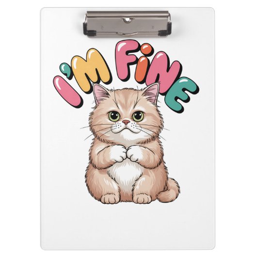 Grumpy Cat "I'm Fine" Funny Cartoon Shirt クリップボード (正面)