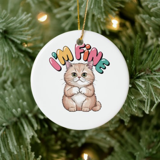 Grumpy Cat "I'm Fine" Funny Cartoon Shirt セラミックオーナメント (ツリー)