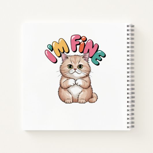 Grumpy Cat "I'm Fine" Funny Cartoon Shirt ノートブック (裏面)