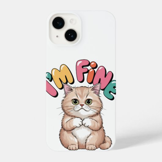 Grumpy Cat "I'm Fine" Funny Cartoon Shirt iPhoneケース (裏面)