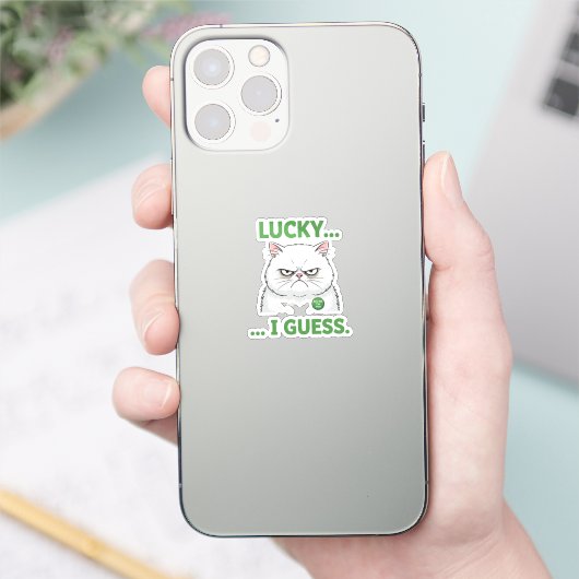 Grumpy Cat Lucky I Guess Funny Sarcastic Sticker シール (スマートフォン)