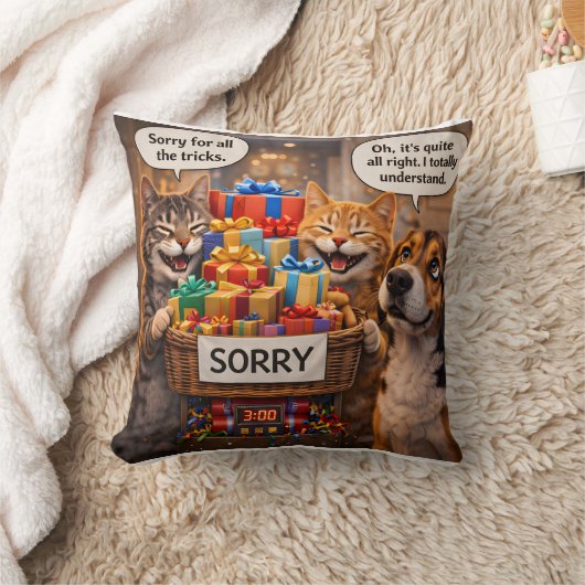 Grumpy cat pillow, cute apology gift cushion クッション (ブランケット)