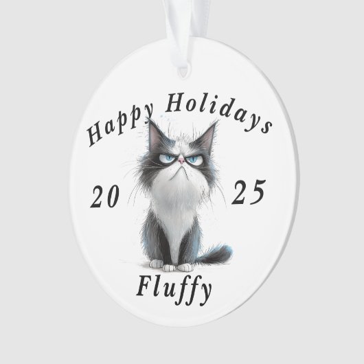 Grumpy Cat sarcastic Happy holidays Christmas オーナメント (正面)