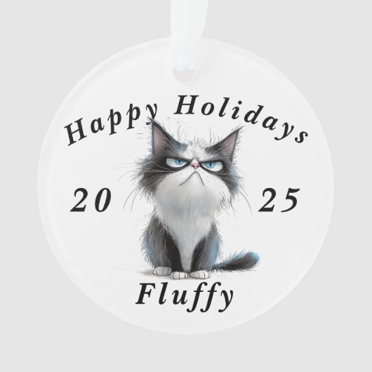 Grumpy Cat sarcastic Happy holidays Christmas オーナメント (正面)