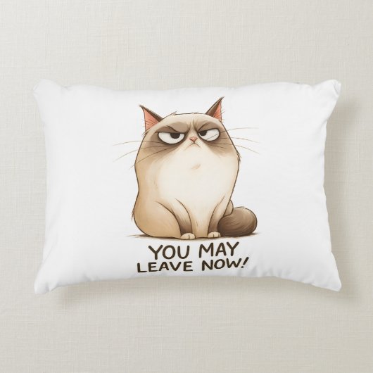 😾 Grumpy Cat Throw Pillow 🚪🐾 アクセントクッション (正面)