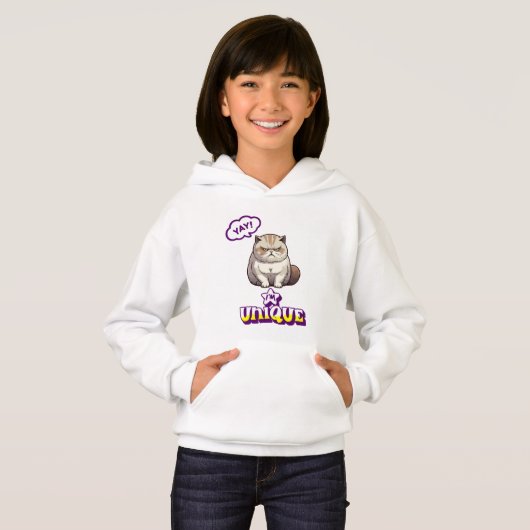 Grumpy Cat "YAY! I'm Unique" Funny Kids Pullover (正面フル)