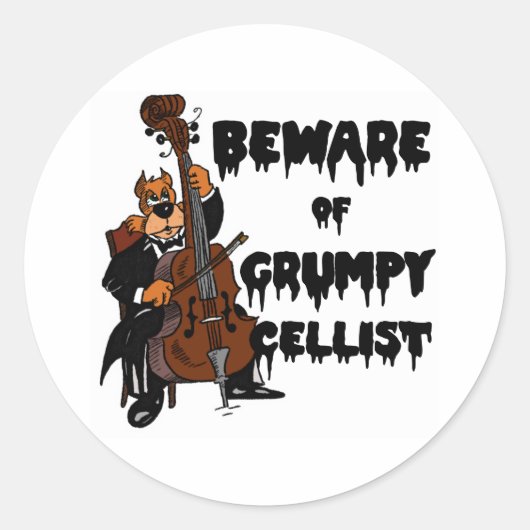 Grumpy Cellistに注意 ラウンドシール (正面)