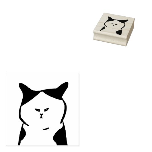 Grumpy centerpart cat stamp ラバースタンプ (押印)
