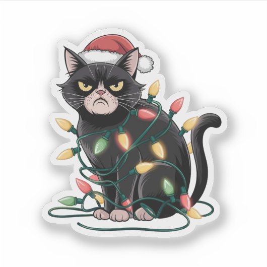 Grumpy Christmas Cat シール (正面)