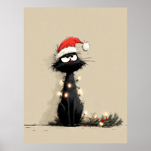 Grumpy Christmas Cat Mood ポスター (正面)