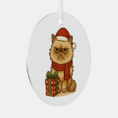 Grumpy Christmas Cat Ornament メタルオーナメント (正面右)