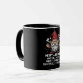 Grumpy Christmas Gnome Tangled Lights Black Cat  マグカップ (正面左)